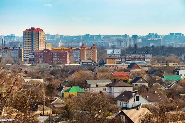 Güneşli Bir Bahar Gününde Panorama Kharkiv Ukrayna Gökyüzü Manzarası — Stok fotoğraf