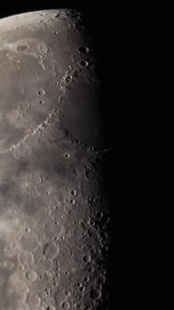 Lune Vue Travers Télescope Avec Cratères Montagnes Jument Lunaire Mer — Video