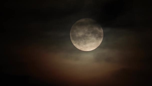Pleine Lune Par Une Nuit Nuageuse Sombre Avec Des Nuages — Video