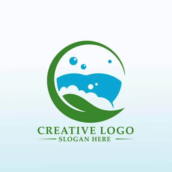 Экологичный Простой Современный Логотип Самообслуживания — стоковый вектор