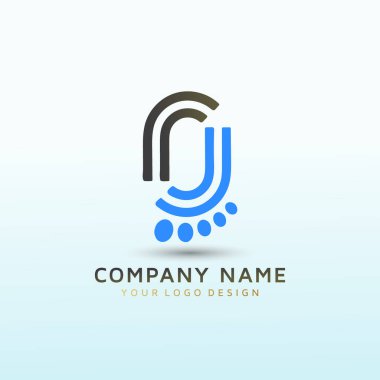 J harfi, ayak izi logosu tasarımı.