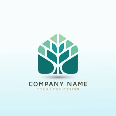 Büyüyen ağaç ev vektör logosu tasarımı