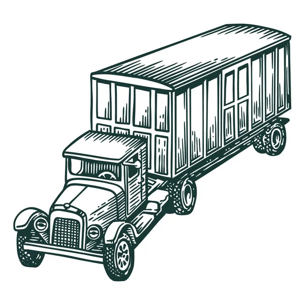 Vintage Transport Logistique Camionnage Illustration Dessinée Main — Image vectorielle