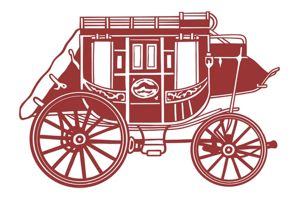 Western Stage Coach Ilustracja Ręcznie Rysowane — Wektor stockowy