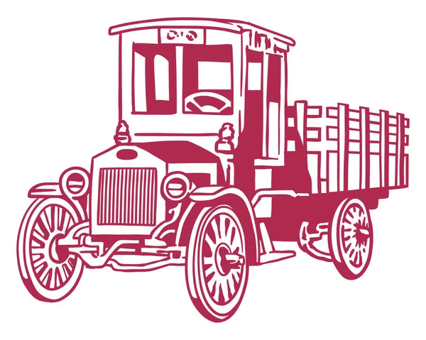 Retro Vintage Pickup Truck Ručně Kreslené Ilustrace — Stockový vektor