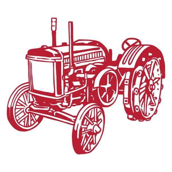 Antiguo Tractor Granja Ilustración Dibujada Mano — Archivo Imágenes Vectoriales