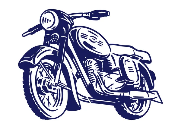 Ancienne Moto Vintage Illustration Dessinée Main — Image vectorielle