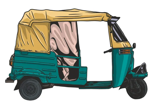 Thai Tuk Tuk Taxi Ilustración Dibujada Mano — Vector de stock