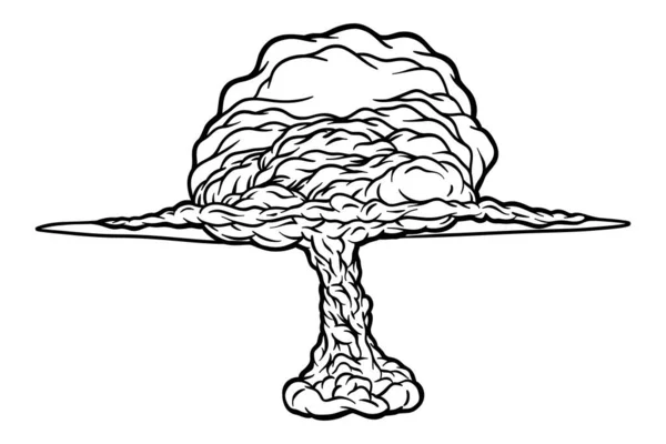 Вибух Атомної Бомби Грибна Хмара Out Line — стоковий вектор