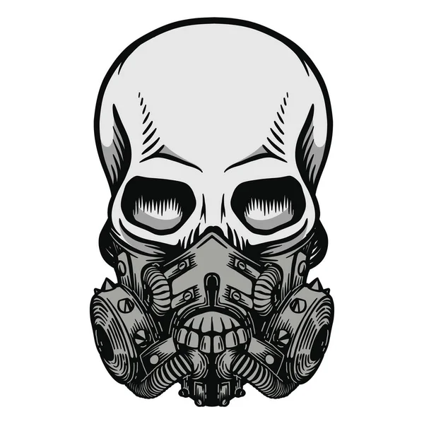 Crânio Humano Com Máscara Protetora Gás —  Vetores de Stock