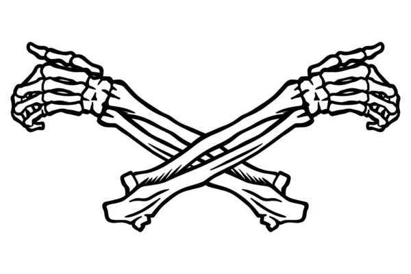 Mãos Osso Esqueleto Humano Ilustração Vetorial Fora Linha — Vetor de Stock