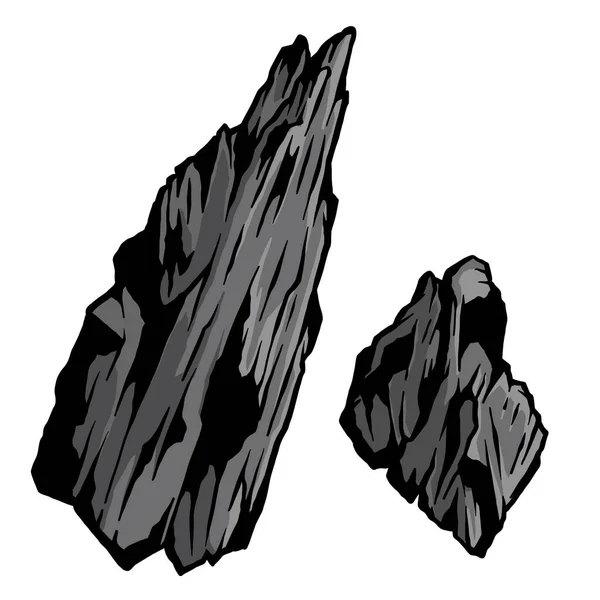 Pedra Carvão Preta Desenhada Mão Ilustração Vetorial — Vetor de Stock