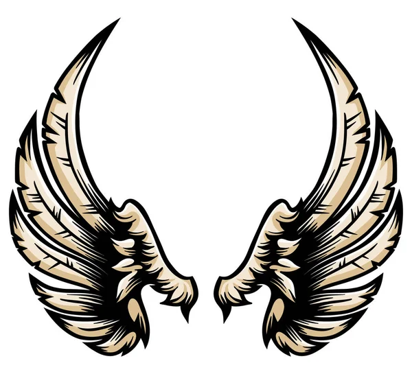 羽のある紋章の翼 手描き ベクトルイラスト — ストックベクタ