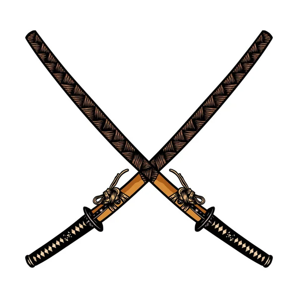 Katana Japońskie Miecze Używane Przez Samurajów — Wektor stockowy