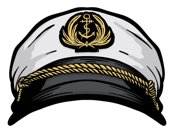 Donanma Gemisi Kaptan Şapka Vektör Çizimi — Stok Vektör