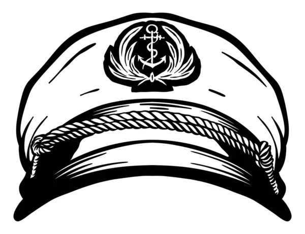 Navy Ship Captain Hat Vektor Illusztráció Out Line — Stock Vector