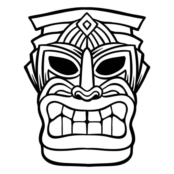 Traditionelle Ethnische Tiki Maske Vektorillustration Outline — Stockvektor