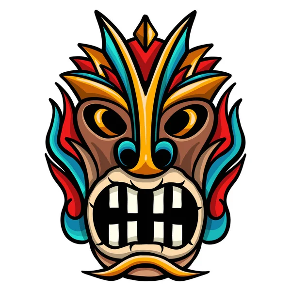 Ancien Masque Tiki Tribal Illustration Vectorielle — Image vectorielle