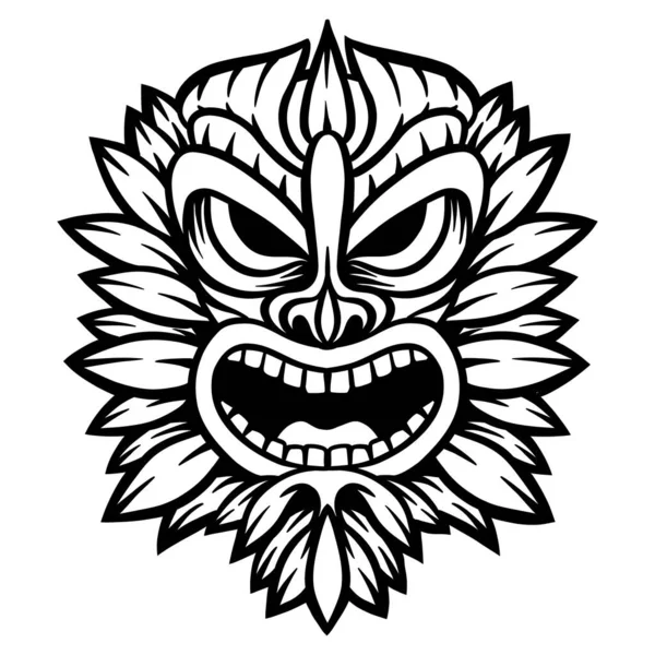Máscara Havaiana Deus Tiki Ilustração Vetorial Fora Linha — Vetor de Stock