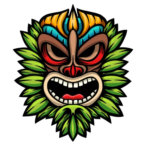 Masque Hawaïen Dieu Tiki Illustration Vectorielle — Image vectorielle