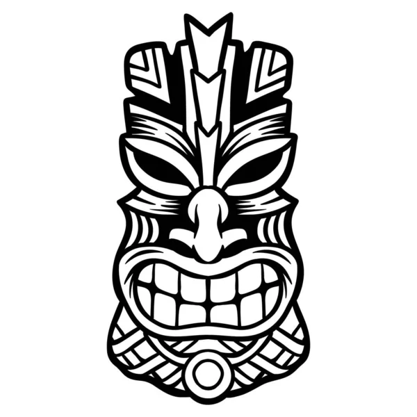 Máscara Tiki Polinésia Ilustração Vetorial Fora Linha — Vetor de Stock