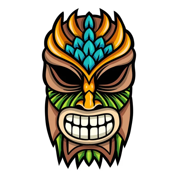 Masque Tribal Tiki Bois Illustration Vectorielle — Image vectorielle