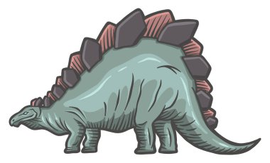 Stegosaurus dinozoru - elle çizilmiş vektör çizimi