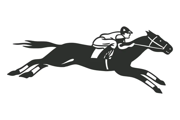 Cavalo Corrida Com Jockey Ilustração Vetorial — Vetor de Stock