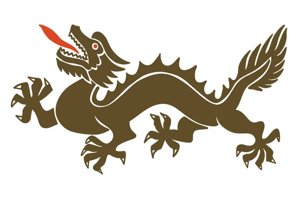 Zodíaco Chino Animales Papercutting China Dragón Vector Ilustración — Vector de stock