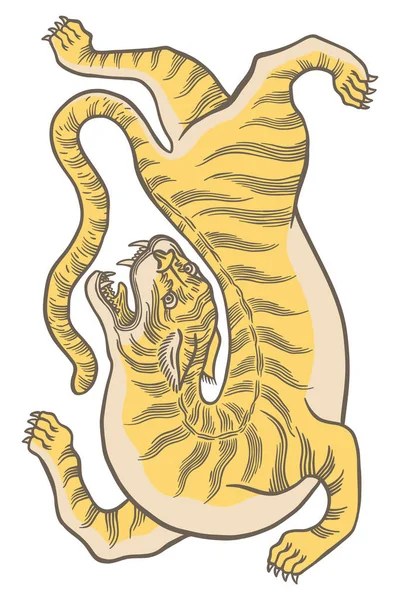 Vintage Orange Gestreifte Tiger Vektor Illustration — Stockvektor