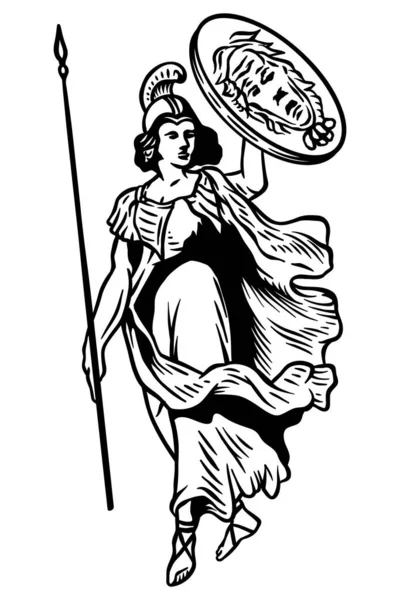 Mitologie Idoli Aegis Ilustrație Vectorială Linie Exterioară — Vector de stoc