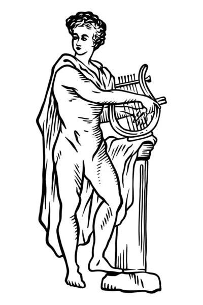 Mythologie Idolen Apollo Vector Illustratie Outline — Stockvector