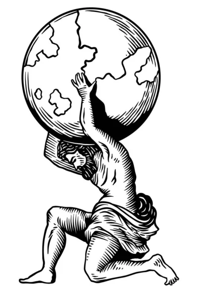 Mitologie Idoli Atlas Ilustrație Vectorială Out Line — Vector de stoc