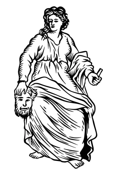Mitologie Idoli Melpomene Ilustrație Vectorială Out Line — Vector de stoc