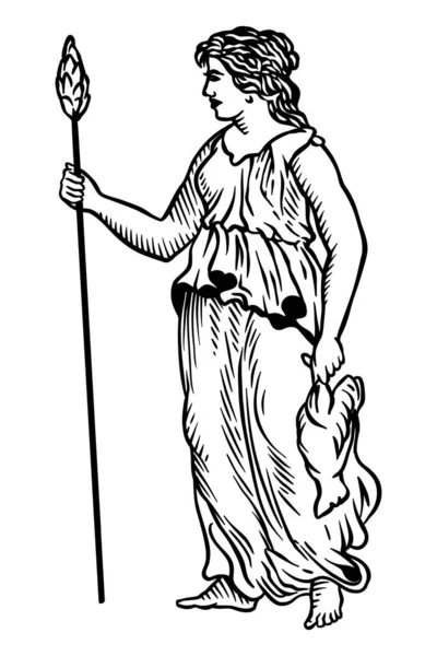 Mitologie Idoli Bacchante Ilustrație Vectorială Out Line — Vector de stoc