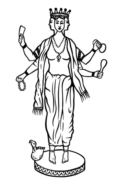 Mytologie Idoly Brahma Vektorové Ilustrace Out Line — Stockový vektor