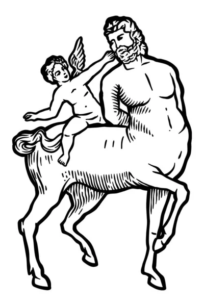 Mitologia Ídolos Centauro Ilustração Vetorial Fora Linha — Vetor de Stock