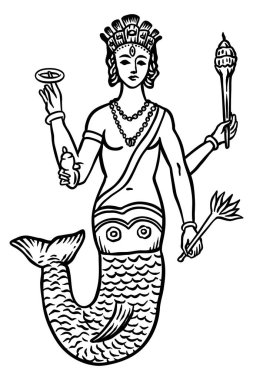 Mitoloji idolü Dagon - vektör illüstrasyonu - Satır dışı