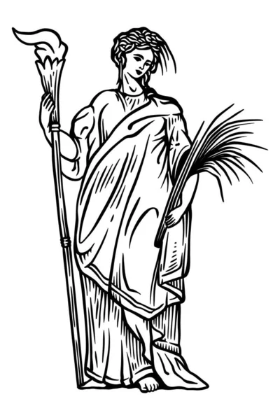 Mitologie Idoli Ceres Ilustrație Vectorială Out Line — Vector de stoc