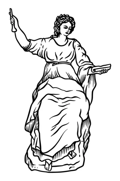 Mitologie Idoli Clio Ilustrație Vectorială Out Line — Vector de stoc