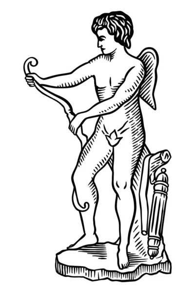 Mitologi Idola Cupid Vektor Ilustrasi Garis Luar - Stok Vektor