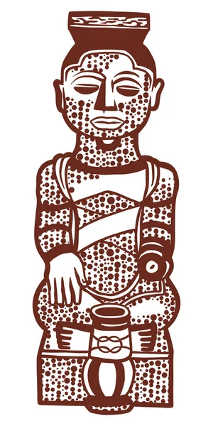 Estatua Africana Hecha Mano Madera Ilustración Vectorial — Vector de stock