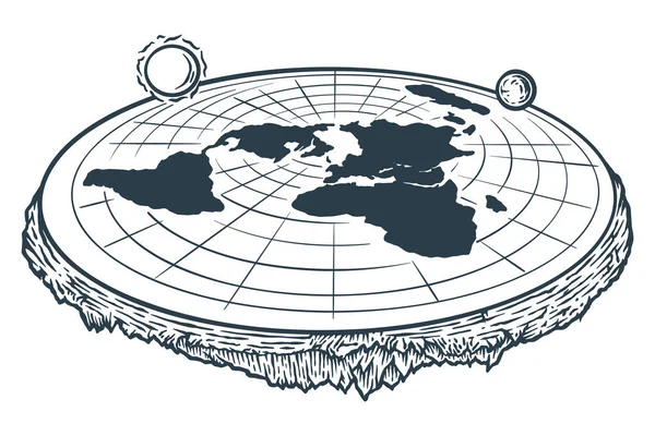 Vektorová Ilustrace Teorie Ploché Země — Stockový vektor
