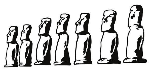 Set Von Moai Götzen Statuen Der Osterinsel Vektorillustration — Stockvektor