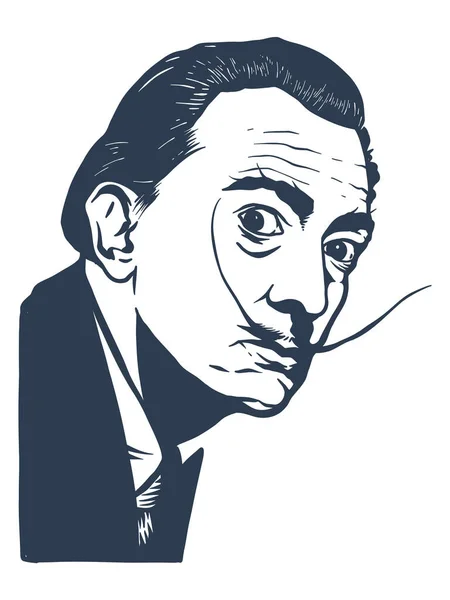 Retrato Salvador Dalí Ilustración Vectorial — Vector de stock