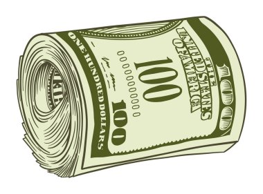 100 Amerikan doları yuvarlanıyor - vektör illüstrasyonu