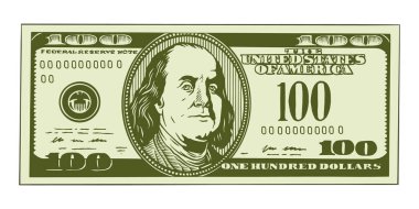 100 dolar banknot, 100 dolar fatura, Amerikan Başkanı Benjamin Franklin - vektör illüstrasyon