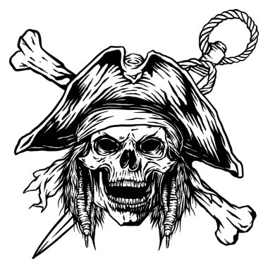 Kafatası ve çapraz kılıçlı korsanların sembolü.