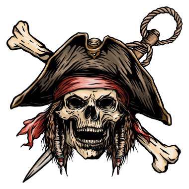 kafatası ve çapraz kılıç ile korsanlar sembolü