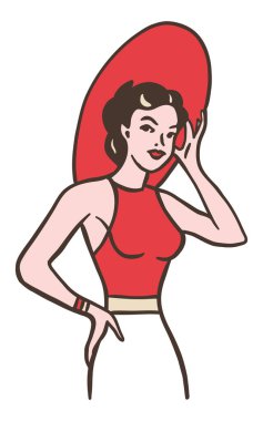 Klasik kadınlar başlığı siliyor - vektör illüstrasyonu